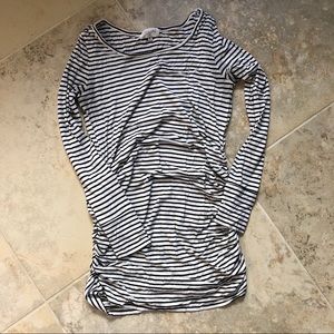 Long sleeve b&w striped maternity shirt